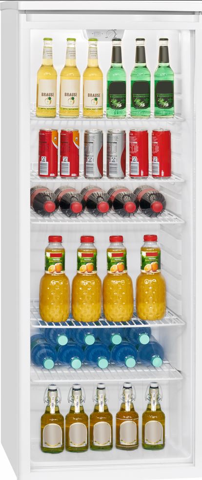 Bomann Glastür-Kühlschrank weiß - 143 cm hoch ** Leichte Verpackungsschäden **