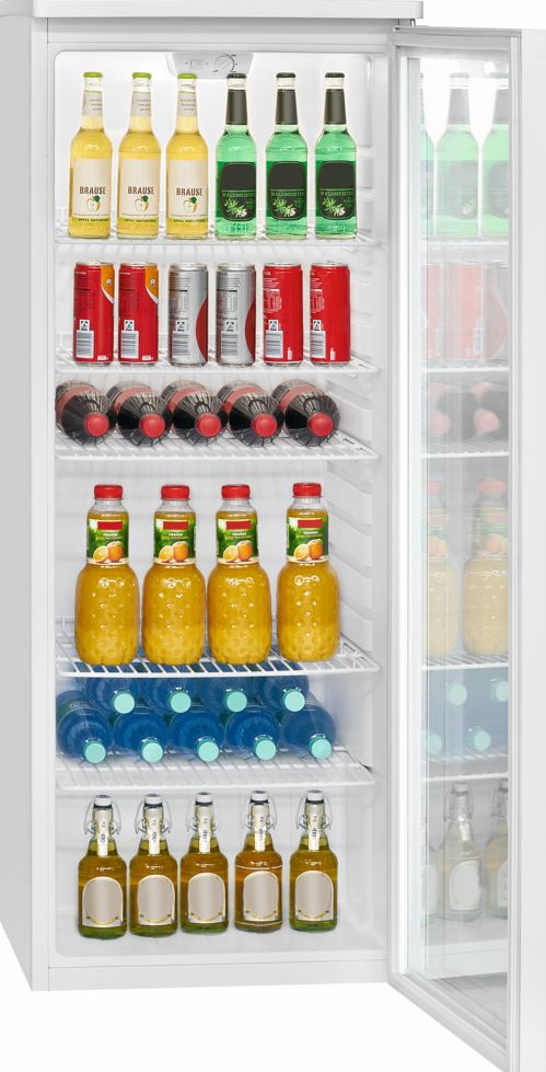 Bomann Glastür-Kühlschrank weiß - 143 cm hoch ** Leichte Verpackungsschäden **