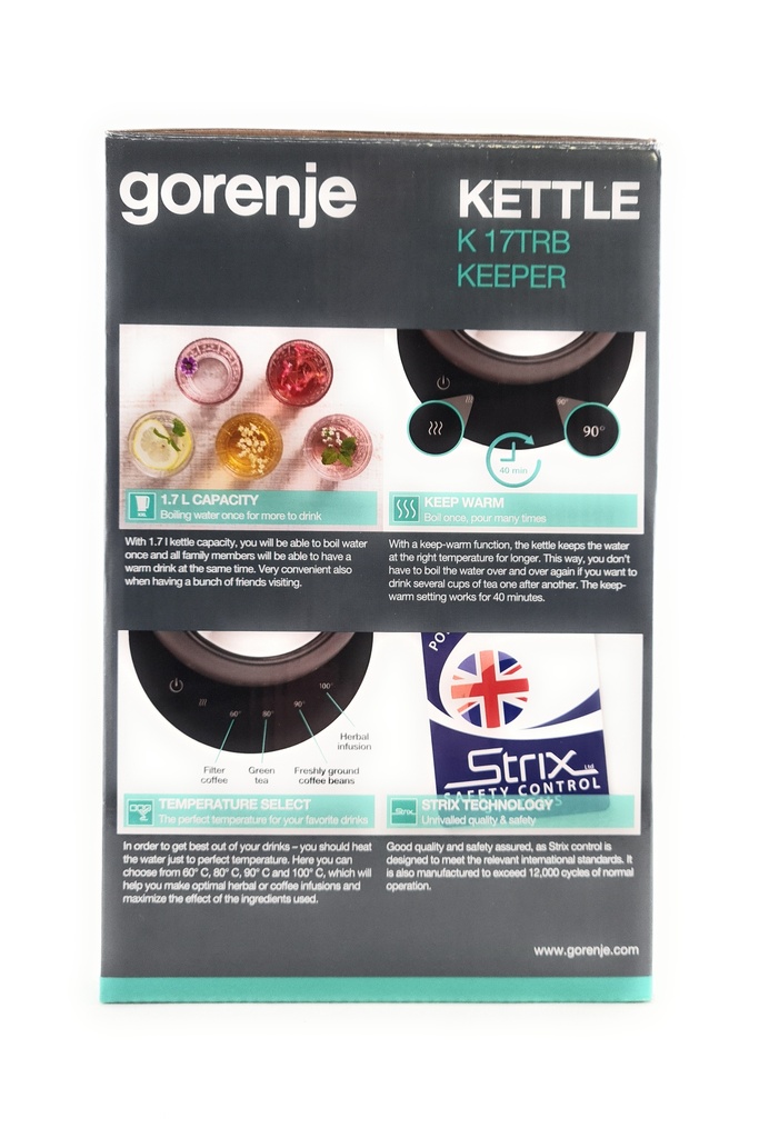 Gorenje Wasserkocher m. Temperaturauswahl, schwarz, 1,7 Liter
