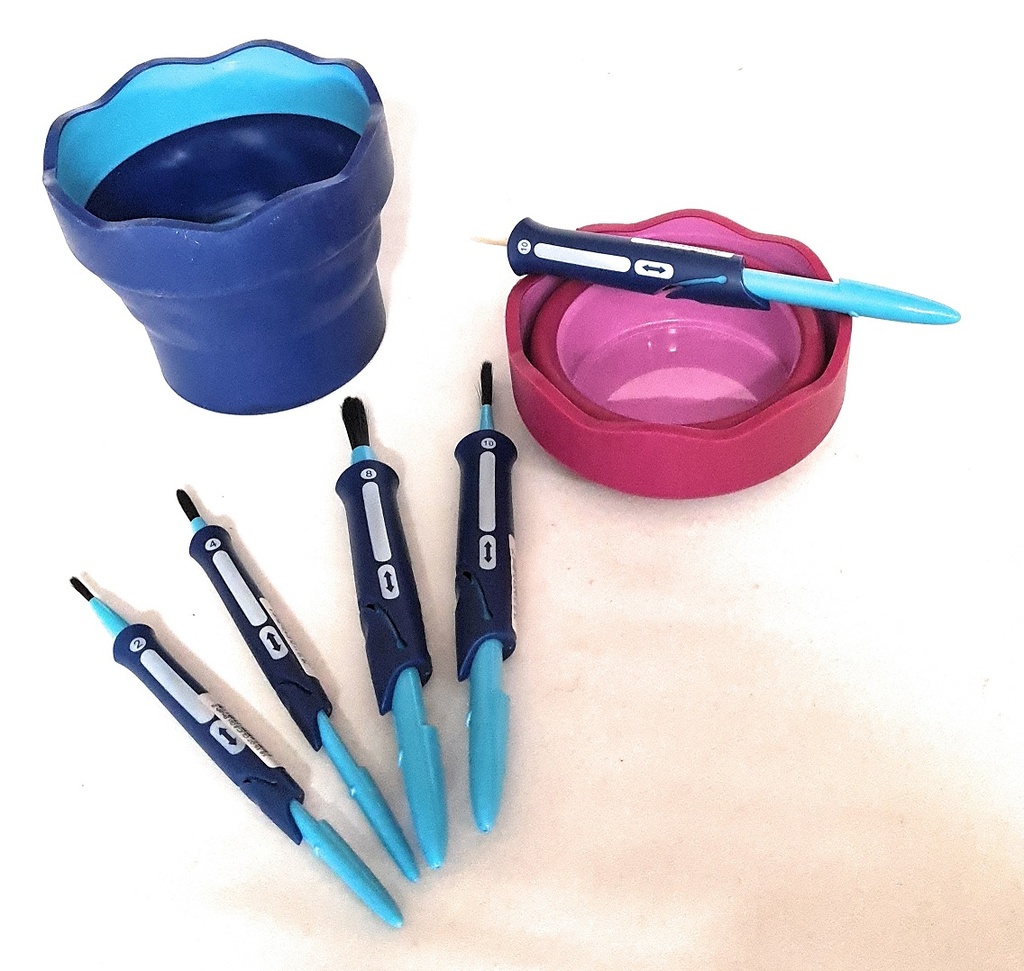 Faber Castell Clic &amp; Go Pinsel-Set (5 St.) m. Wasserbecher